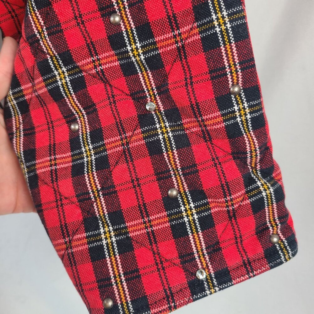 NWT Supreme x B.B. Simon Quilted Red Plaid Work Jacket w/ Studded Collar Sz L - Picture 6 of 16